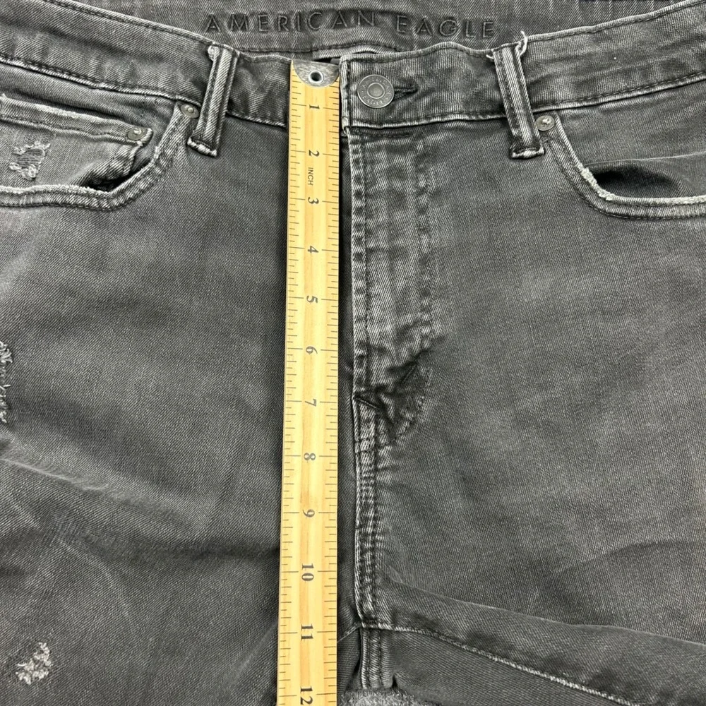 American Eagle Athletic Skinny Jeans‎ Mens 34x32 Black Distressed Ripped Denim
